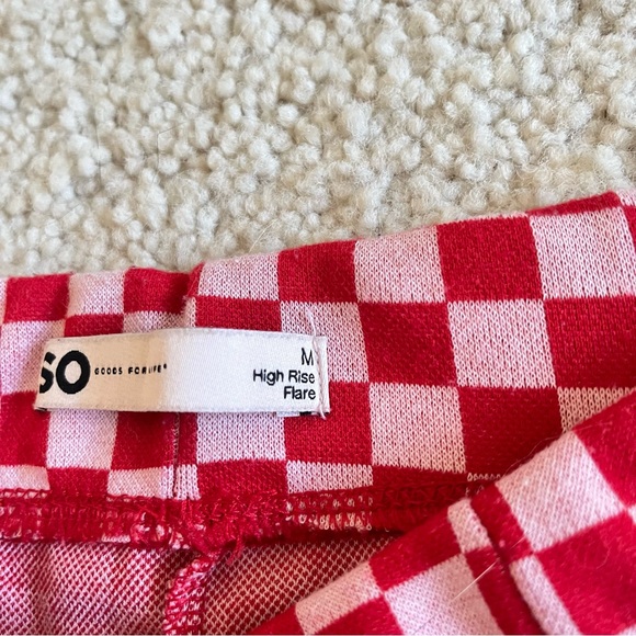 SO Red and White Checkered Stretchy High Rise Flare Pants Size Medium - Picture 5 of 7